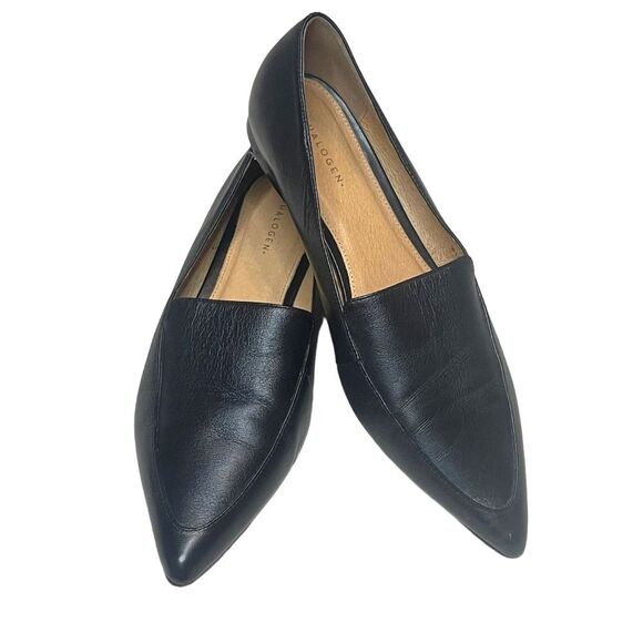 Halogen Kendra Black Pointed Toe Leather Flats, size 8 - Picture 1 of 12